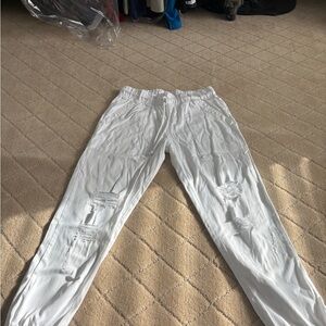 White Bella Dahl White Distressed Jogger Pants Size S